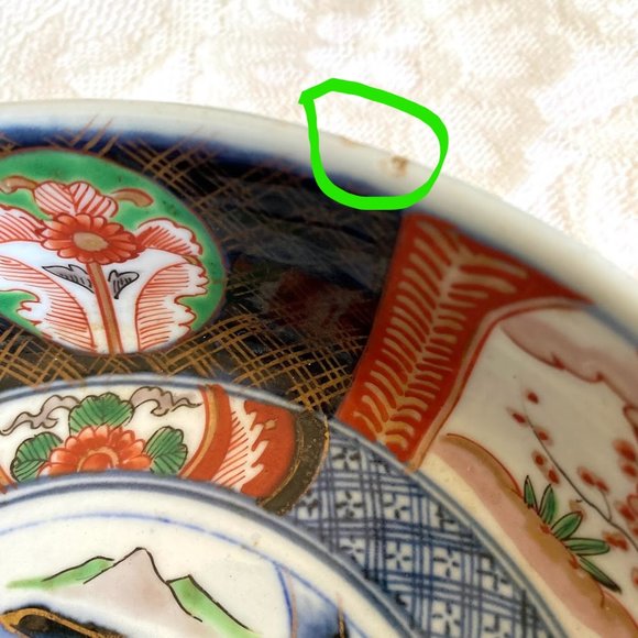 Antique Japanese Imari Porcelain Footed Rice Serving Bowl- Hand Painted-Set of 2 - Picture 11 of 12